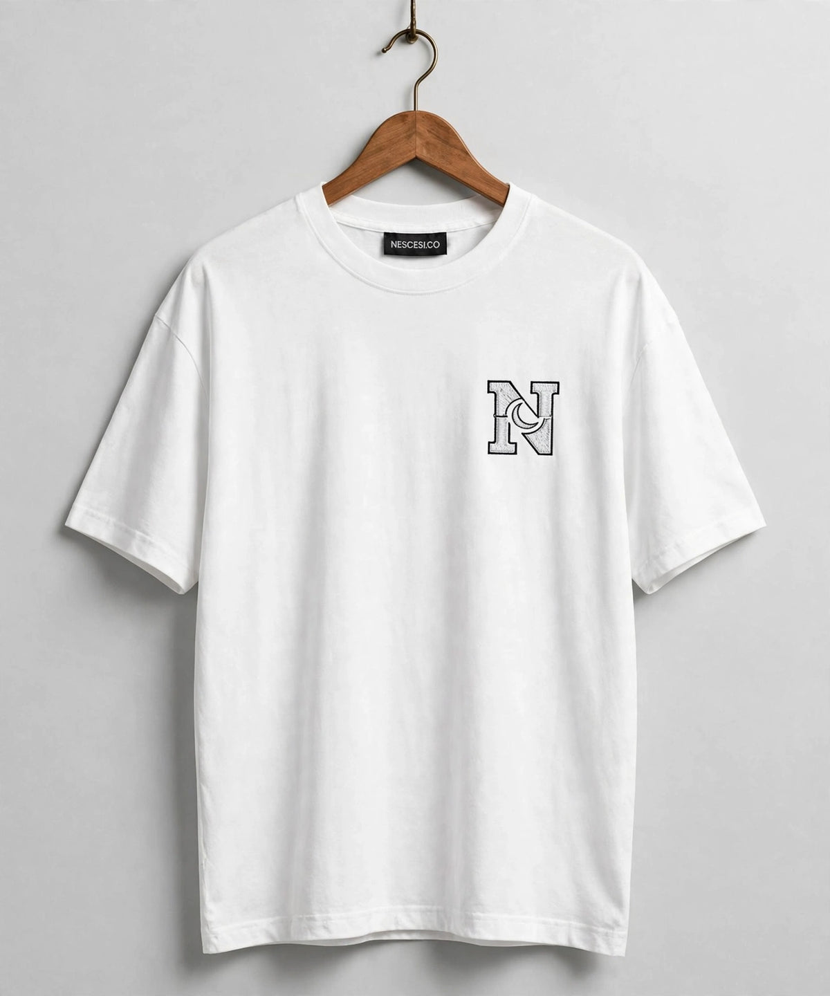 NESCESİ.CO N Logo Oversize T-Shirt - Beyaz